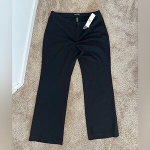 NWT $185 Ralph Lauren 98% Wool Black Chino Pants Straight Leg Women’s Size 16